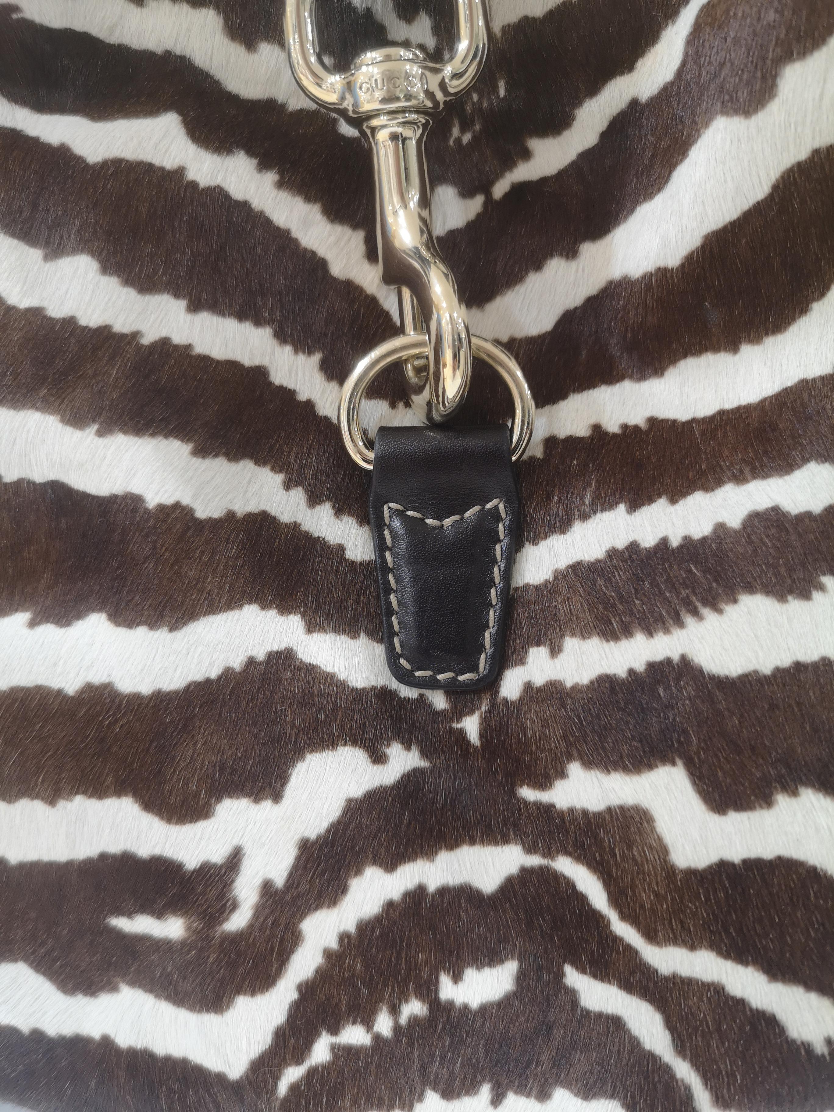 Black Gucci Jackie pony hair zebra shoulder bag