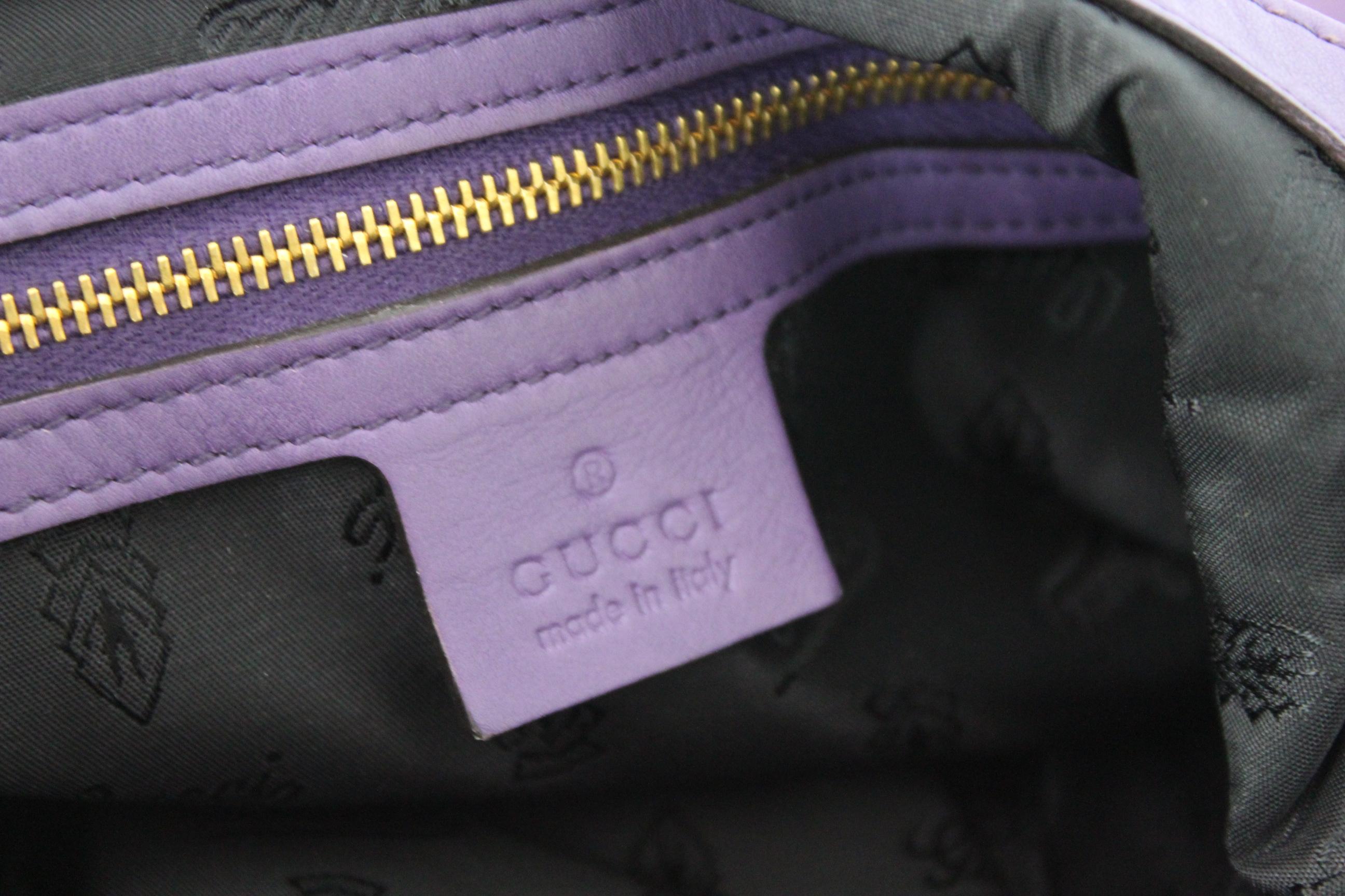 Gucci Jackie Purple Leather Fringes Bamboo Shoulder Bag 2000s 2