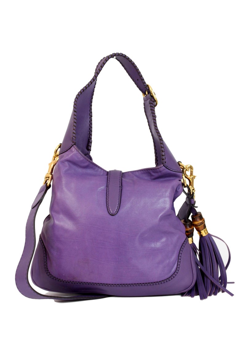 GUCCI Jackie Patent Leather Shoulder Bag Dark Purple 001-3306 - 25% OF