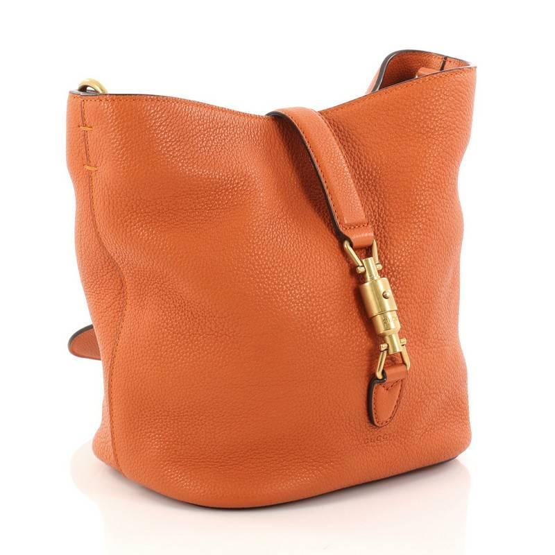 Orange Gucci Jackie Soft Bucket Bag Leather 