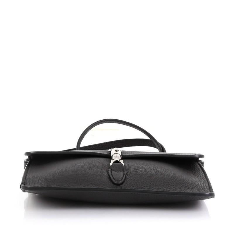 Black Gucci Jackie Soft Flap Shoulder Bag Leather