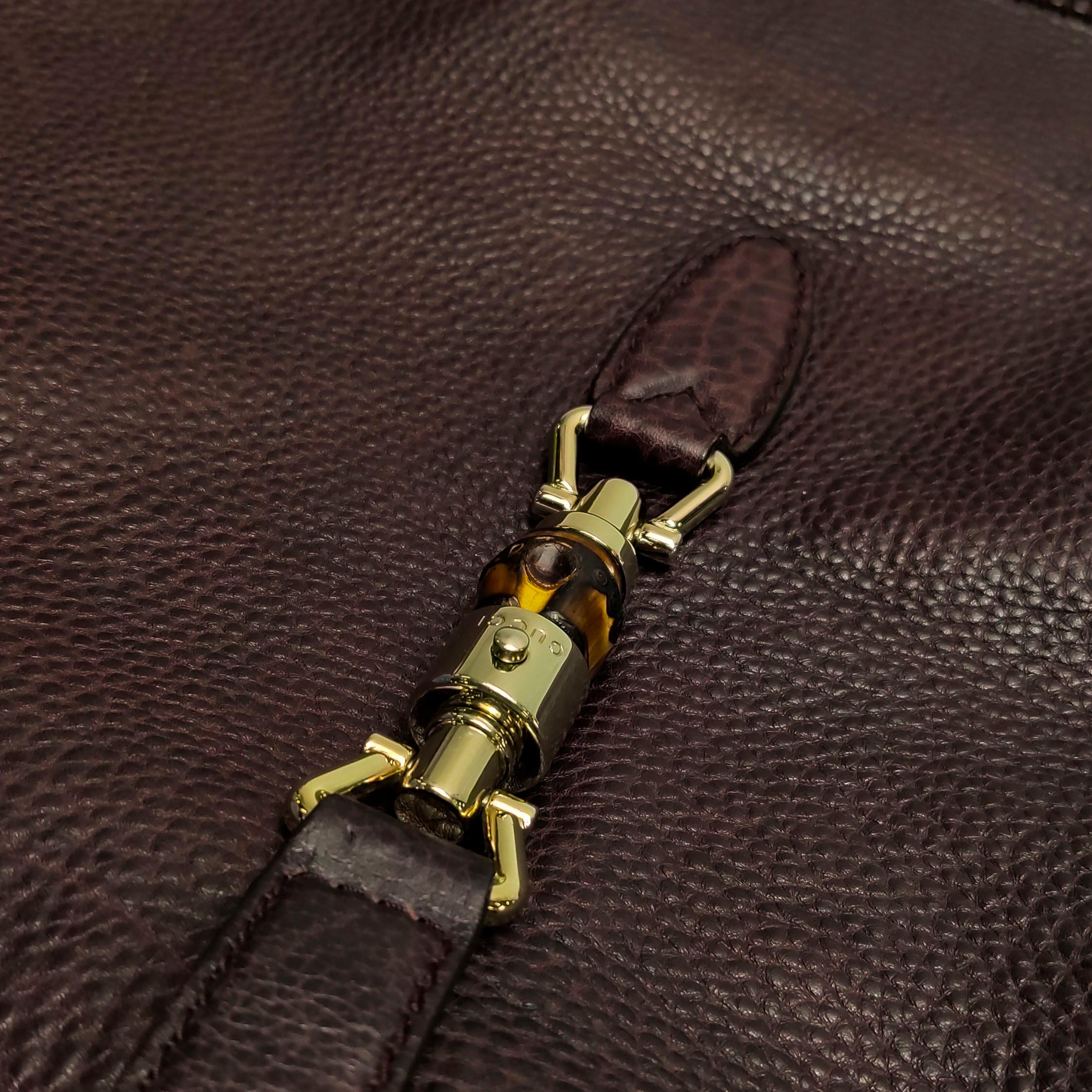 Gucci Jackie Soft Large Brown Leather Shoulder Bag With Strap en vente 15