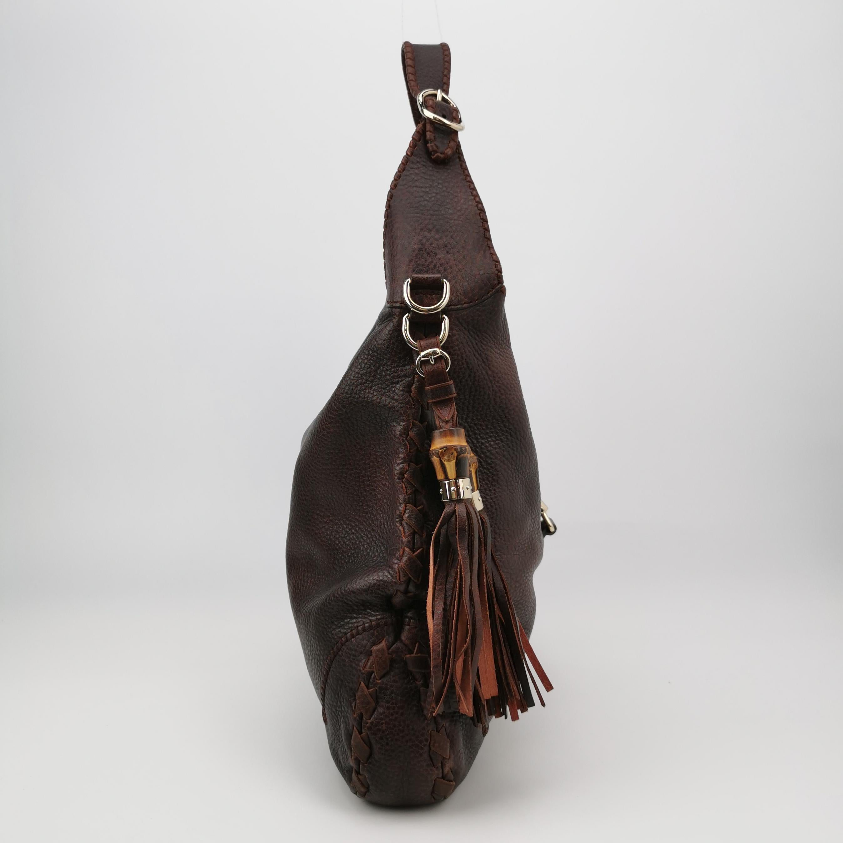 Gucci Jackie Soft Large Brown Leather Shoulder Bag With Strap en vente 1