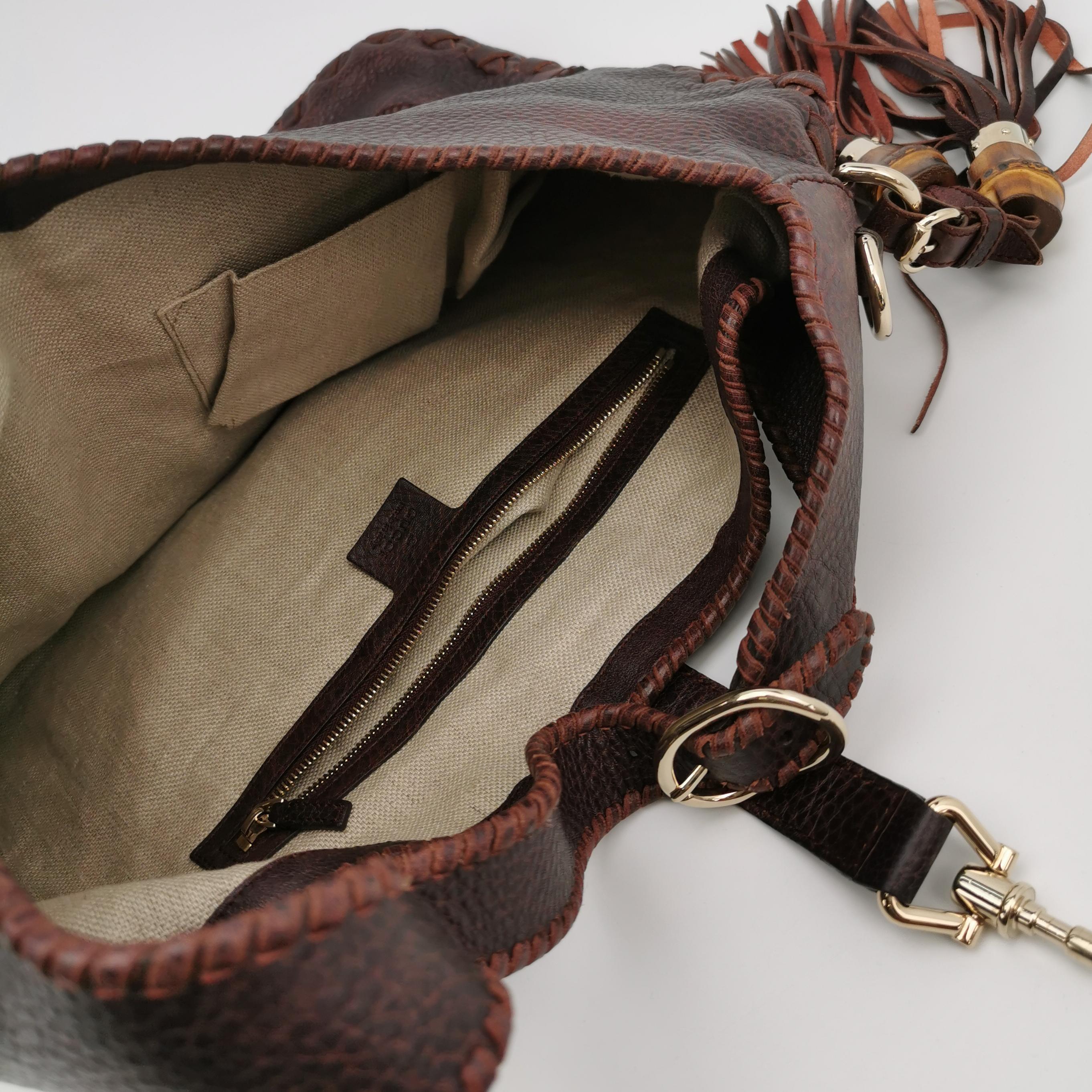 Gucci Jackie Soft Large Brown Leather Shoulder Bag With Strap en vente 2