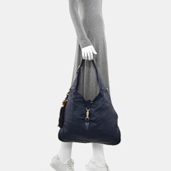 Gucci Jackie Soft Large Navy Leather Shoulder Bag With Strap
