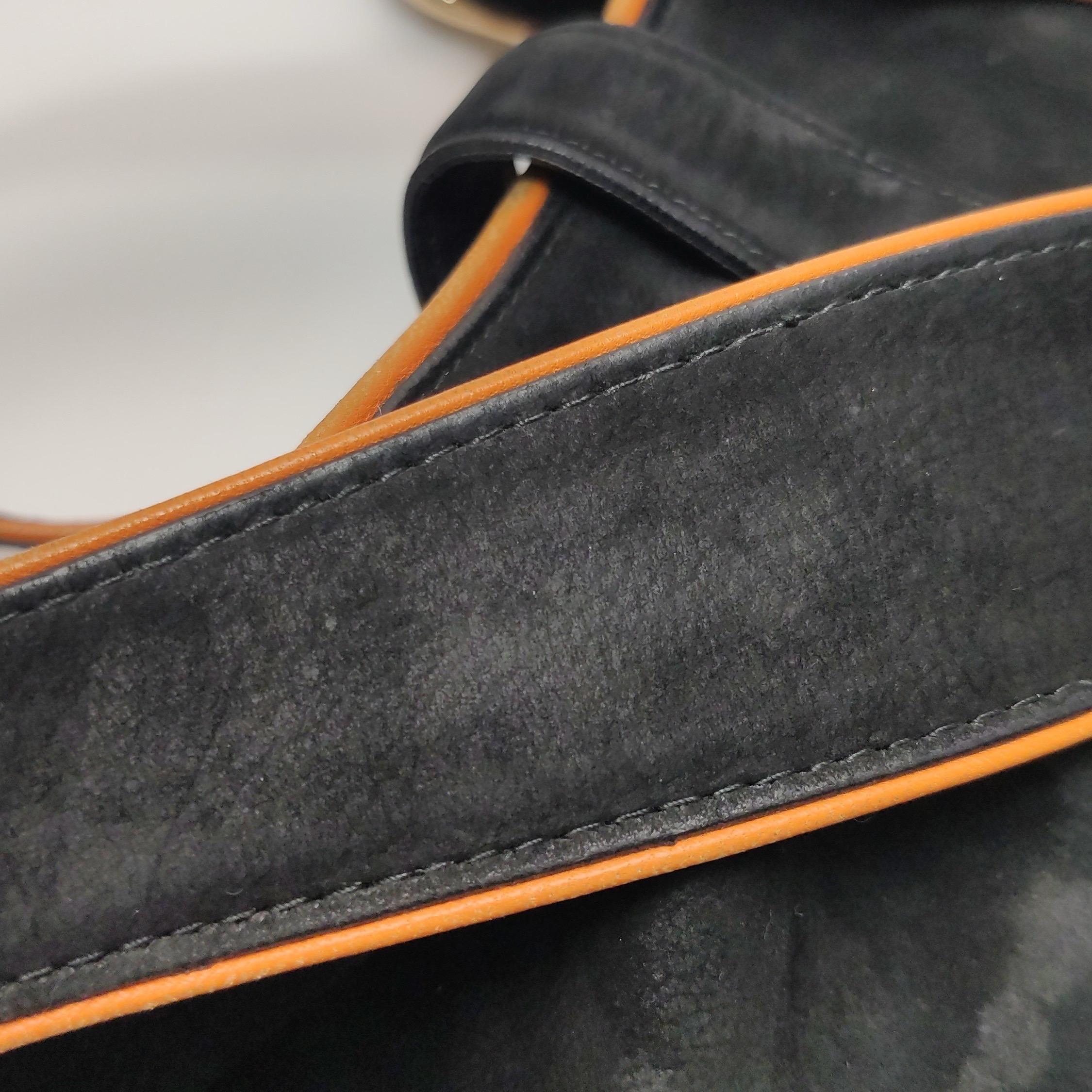 Gucci Jackie Soft Medium Schwarz Nubuk Wildleder√äLeder Orange Futter Gold Hardware im Angebot 9