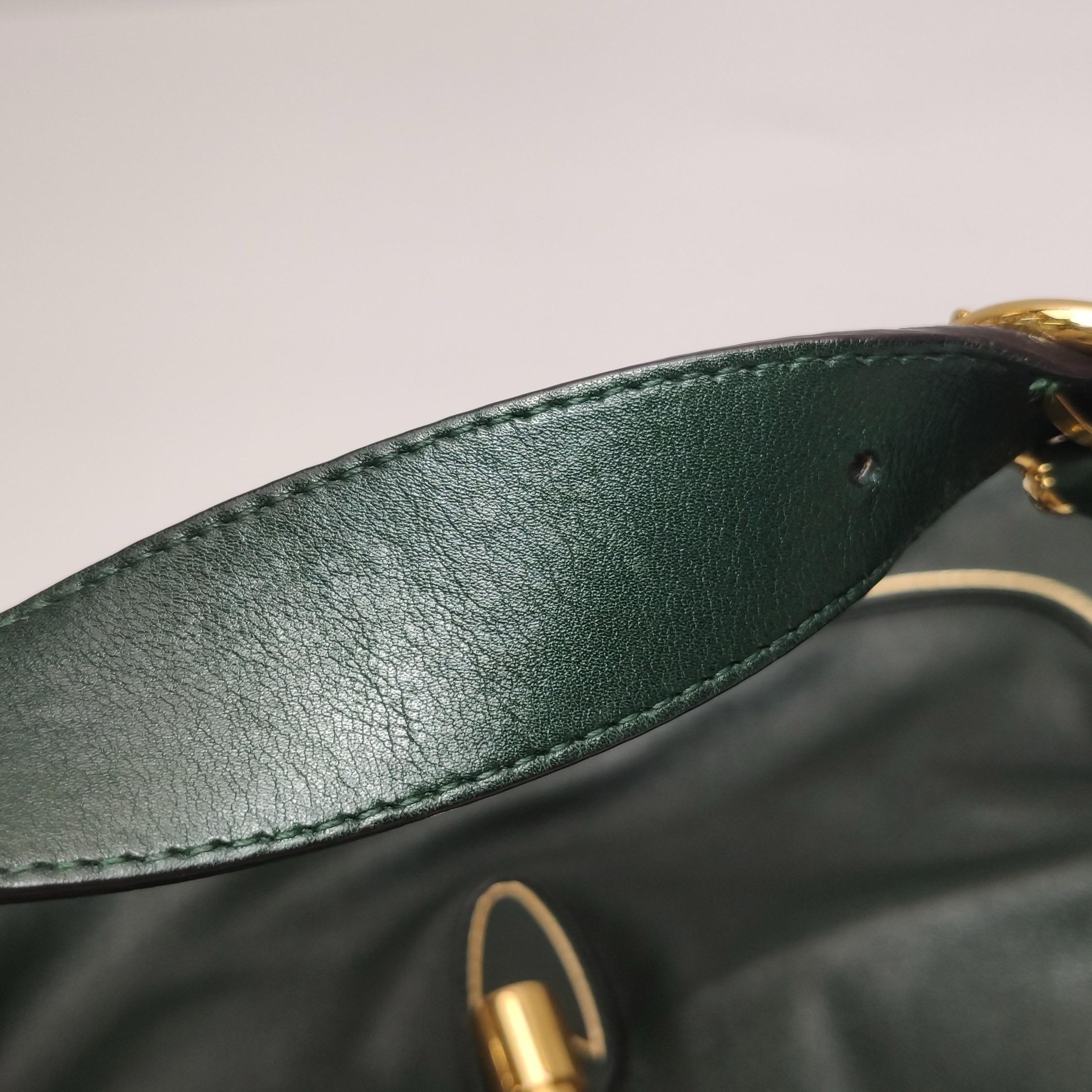 Gucci Jackie Soft Medium Borsa a tracolla in pelle verde con tracolla in vendita 6