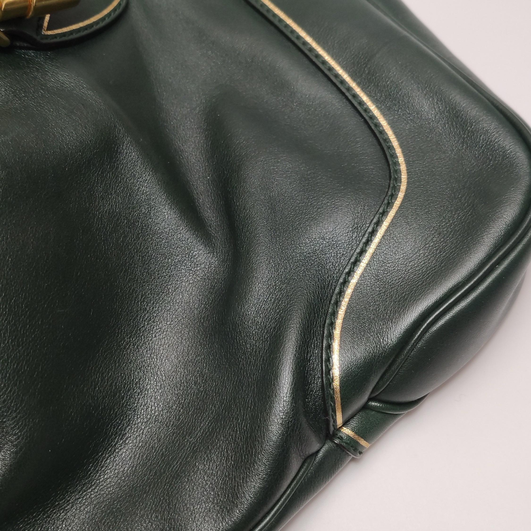 Gucci Jackie Soft Medium Borsa a tracolla in pelle verde con tracolla in vendita 12