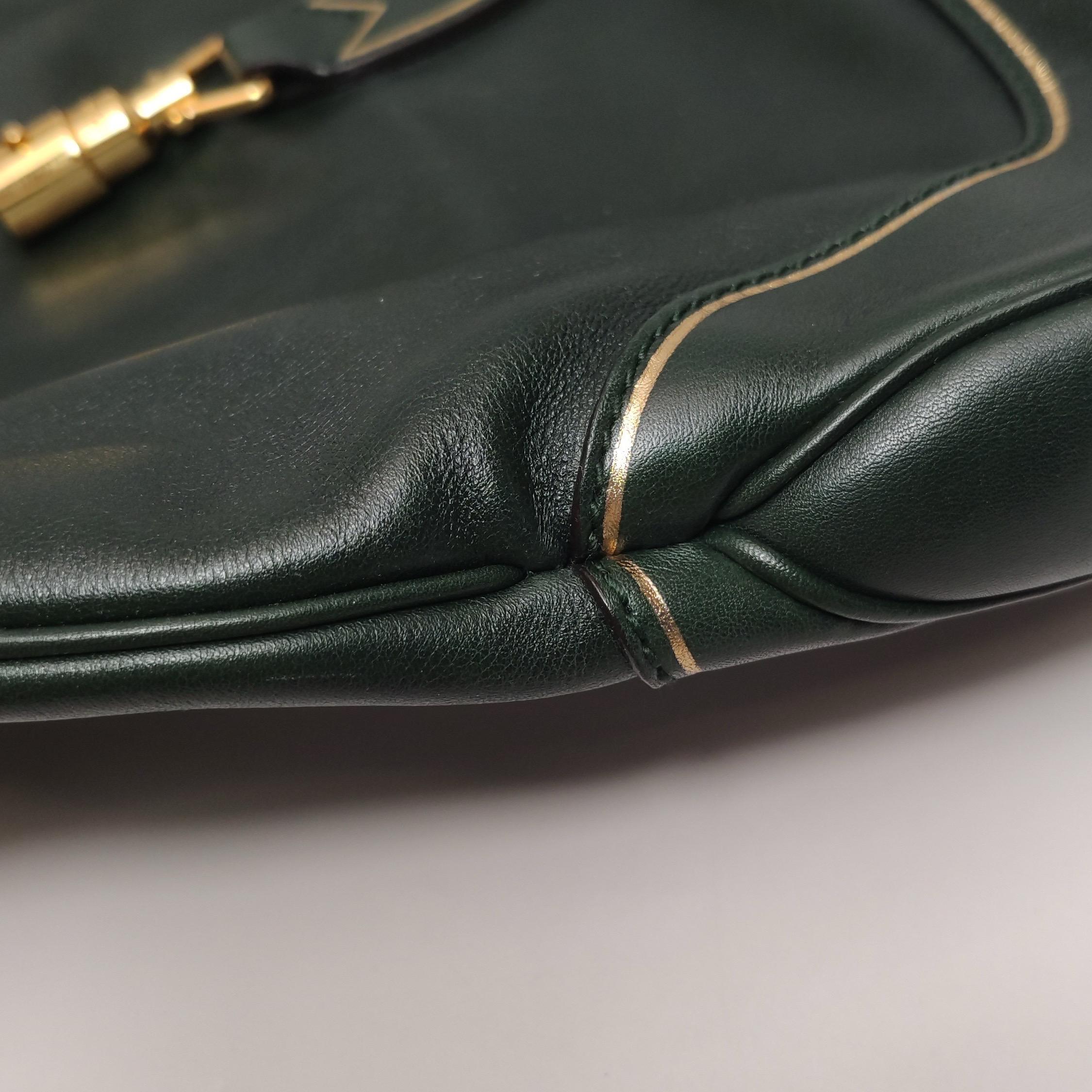 Gucci Jackie Soft Medium Borsa a tracolla in pelle verde con tracolla in vendita 14