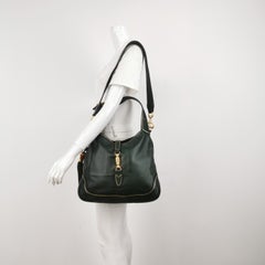 Gucci Jackie Soft Medium Green Leather Shoulder Bag With Strap