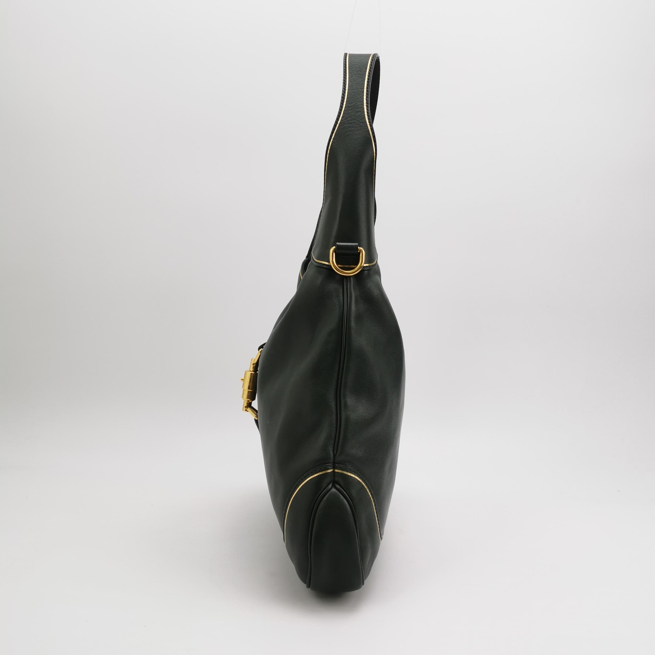 Donna Gucci Jackie Soft Medium Borsa a tracolla in pelle verde con tracolla in vendita