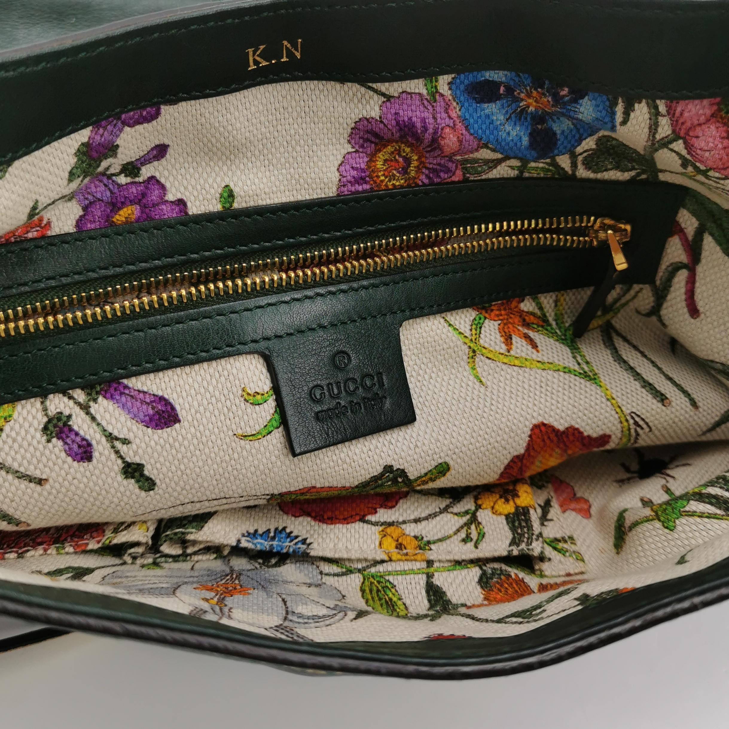 Gucci Jackie Soft Medium Borsa a tracolla in pelle verde con tracolla in vendita 3