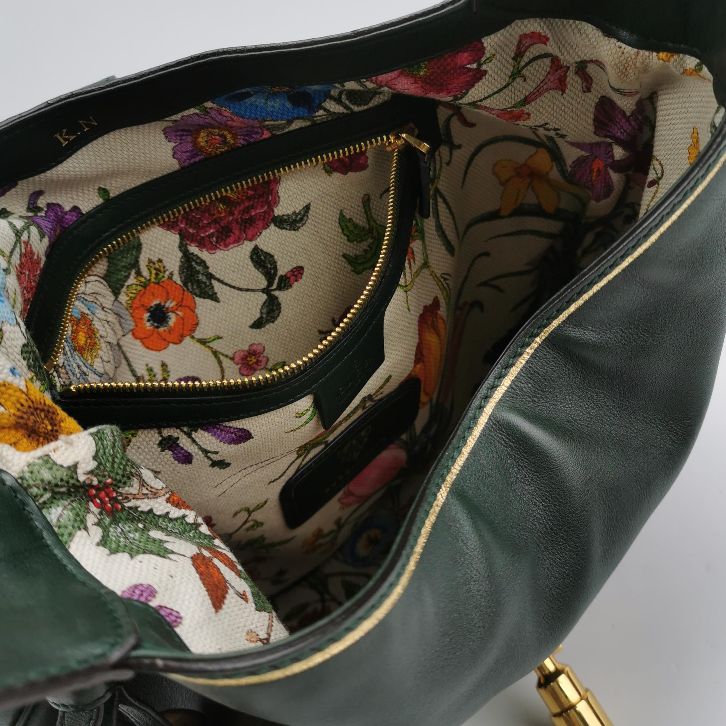 Gucci Jackie Soft Medium Borsa a tracolla in pelle verde con tracolla in vendita 4