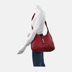 Gucci Jackie Soft Medium Leather Bag Burgundy Red Gold Piston Lock