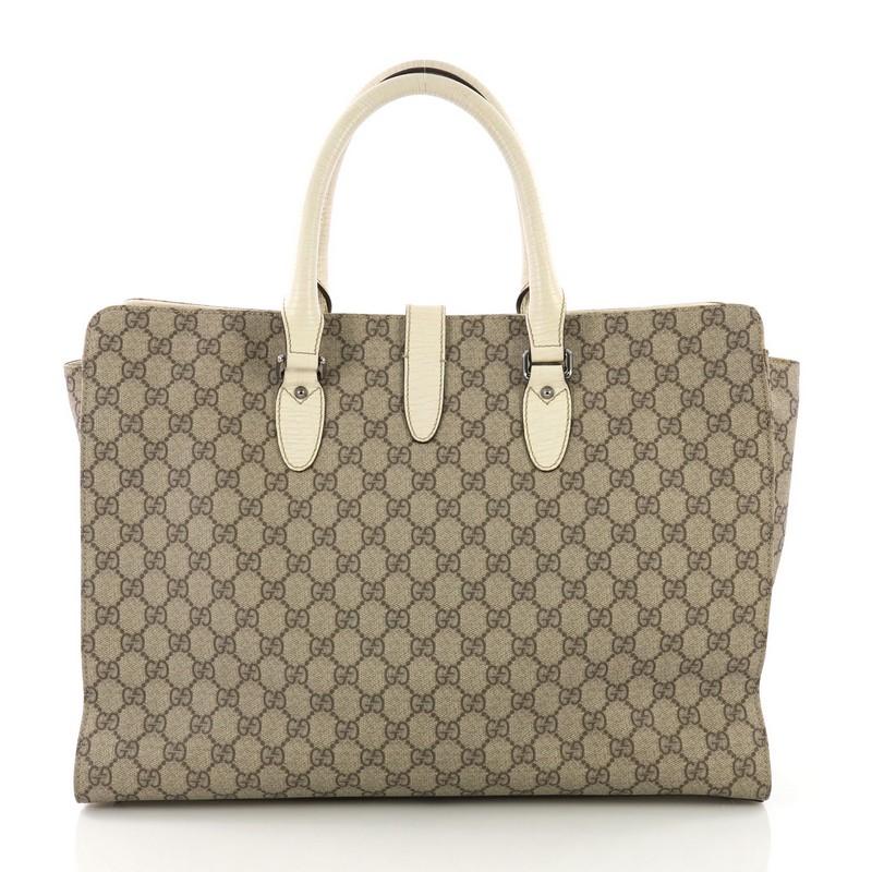 Gucci Jackie Soft Tote GG Coated Canvas Large In Good Condition In NY, NY