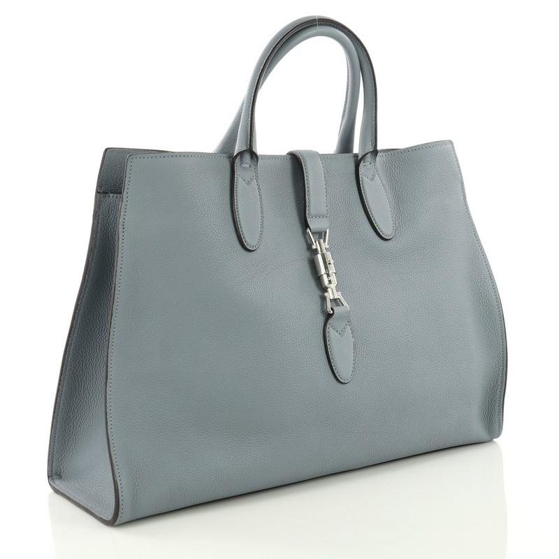 Gray Gucci Jackie Soft Tote Leather Large