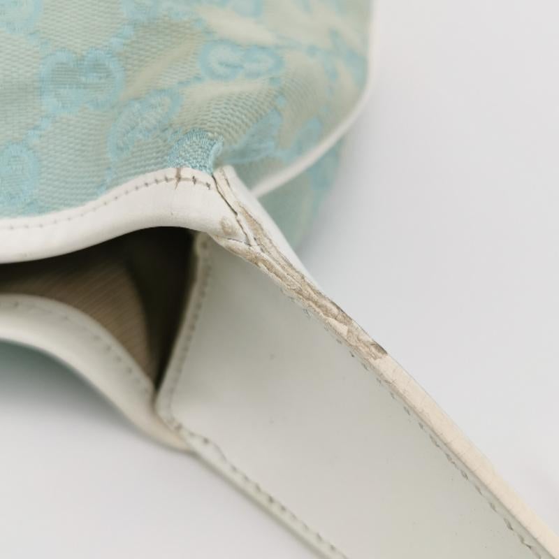 Gucci Jackie Vintage Blue Nylon White Leather Shoulder Bag Medium 6
