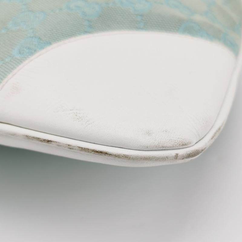 Gucci Jackie Vintage Blue Nylon White Leather Shoulder Bag Medium 8