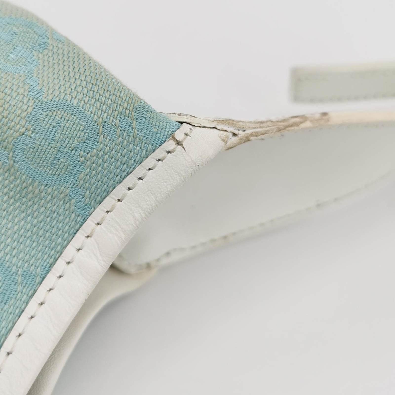 Gucci Jackie Vintage Blue Nylon White Leather Shoulder Bag Medium 2