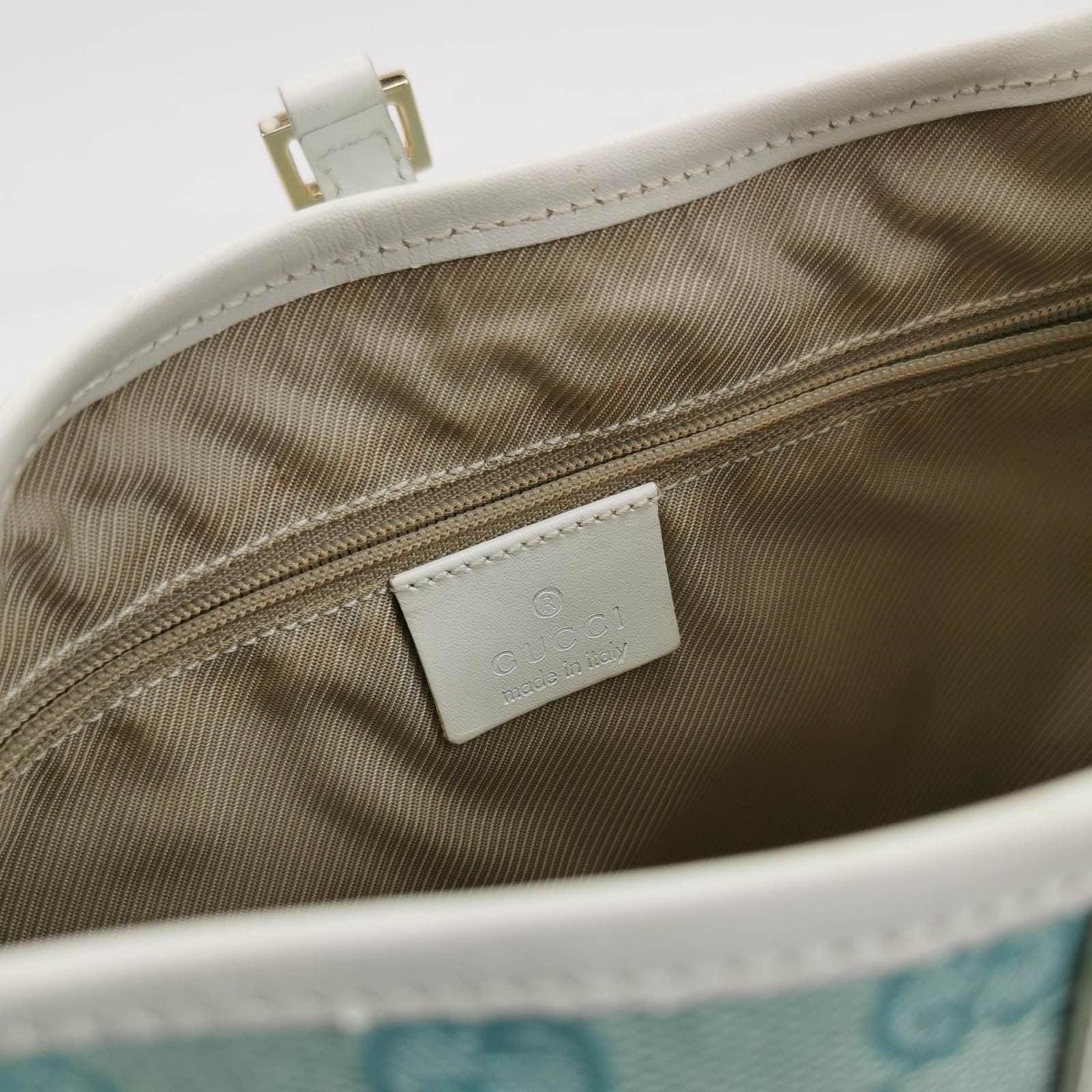 Gucci Jackie Vintage Blue Nylon White Leather Shoulder Bag Medium 3