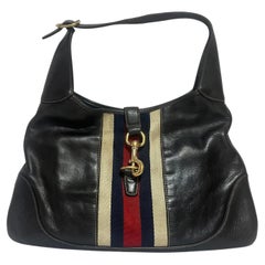 Gucci Jackie Vintage Bouvier Hobo Black Leather with Web Accent