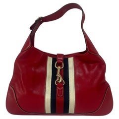 Gucci Jackie Vintage Bouvier Hobo Red Leather with Web Accent