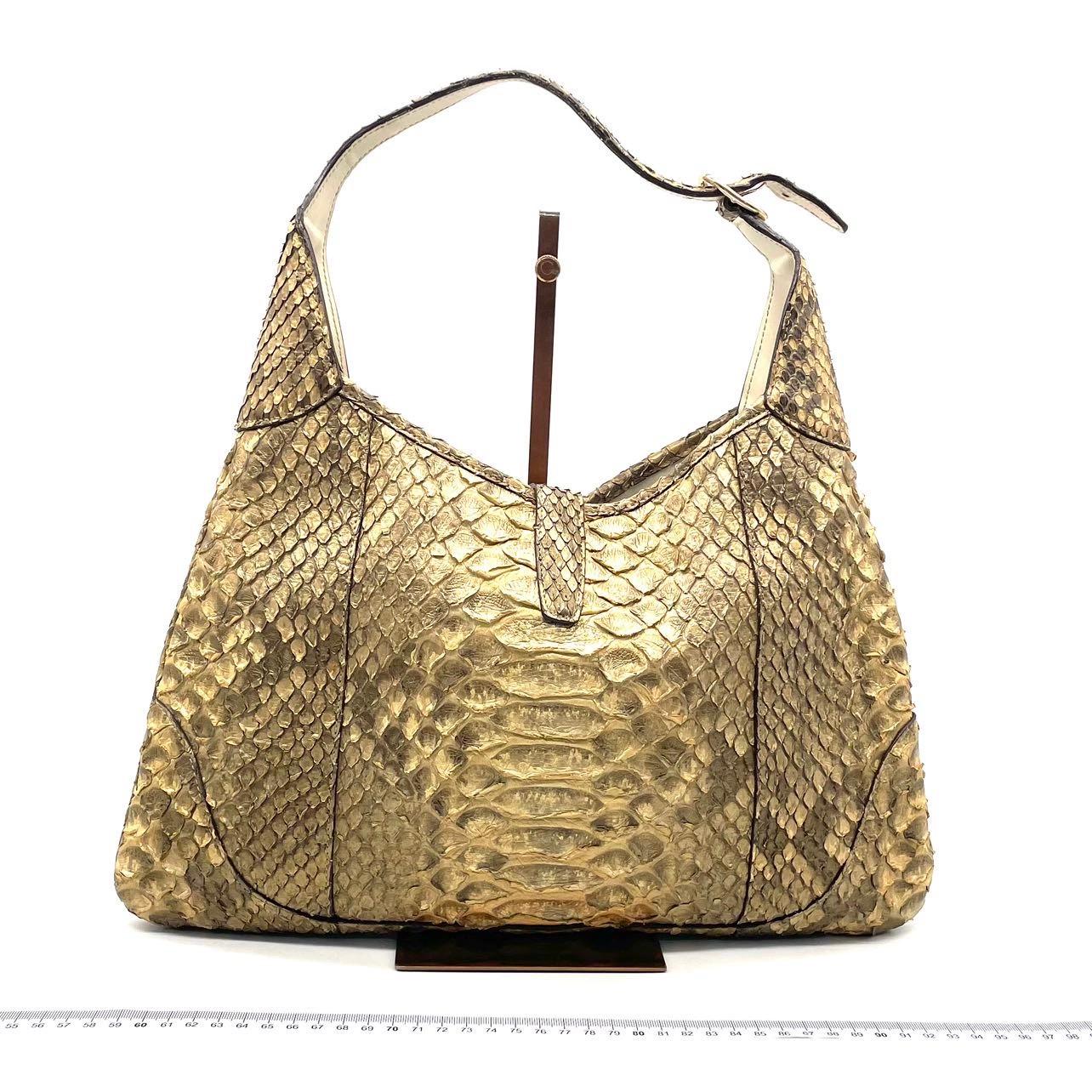 Marron Gucci Jackie Vintage Camel Python-leather Rare en vente