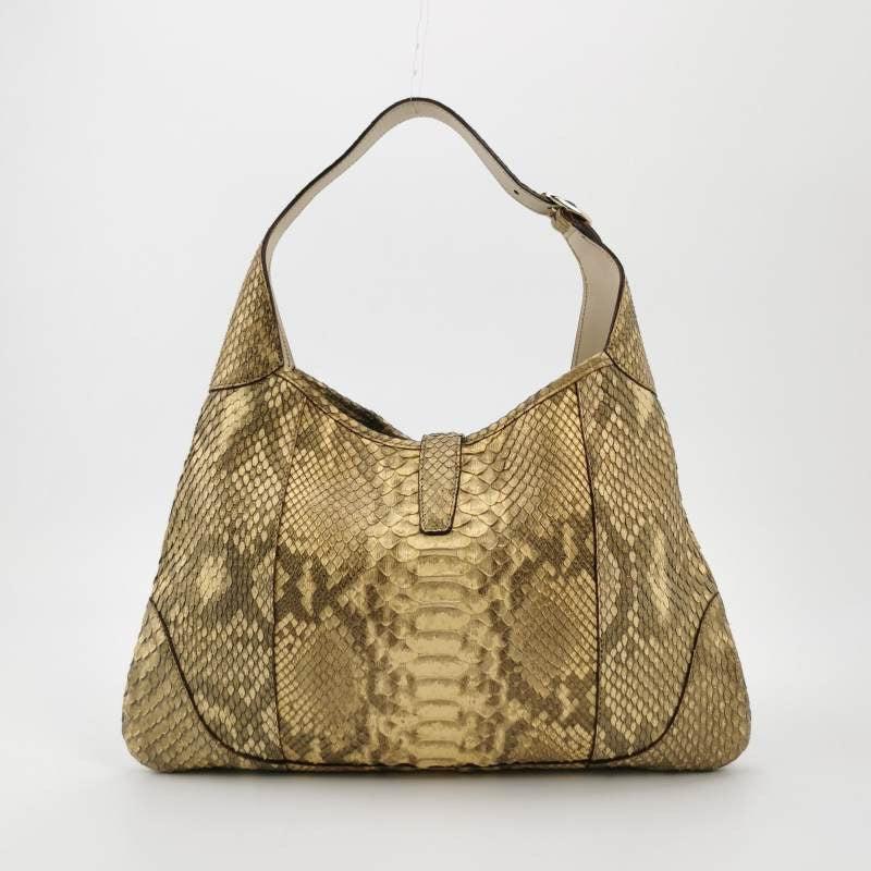 Brown Gucci Jackie Vintage Camel Python Leather Rare