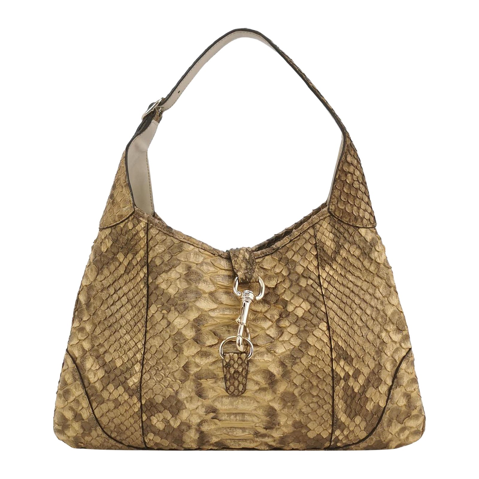 Gucci Jackie Vintage Camel Python Leather Rare For Sale
