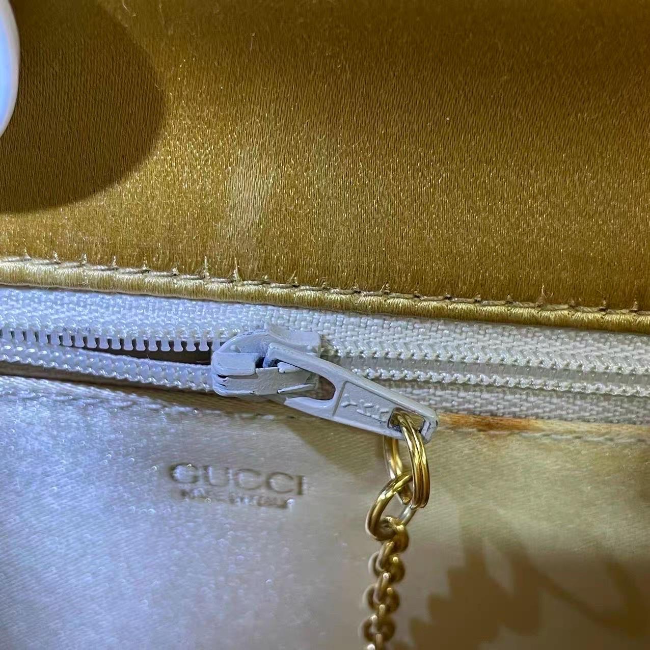 Gucci Jackie Vintage Gold Seide Satin Top Handle Abendtasche im Angebot 13