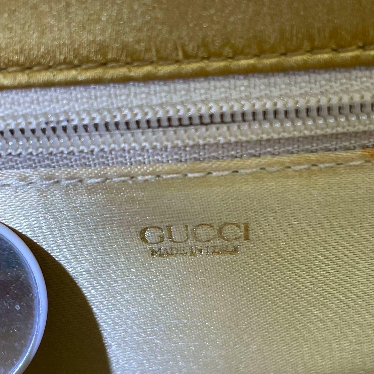 Gucci Jackie Vintage Gold Seide Satin Top Handle Abendtasche im Angebot 2