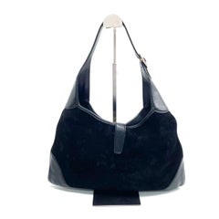 Gucci Jackie Vintage Large Black Suede Leather Ringlets Decoration