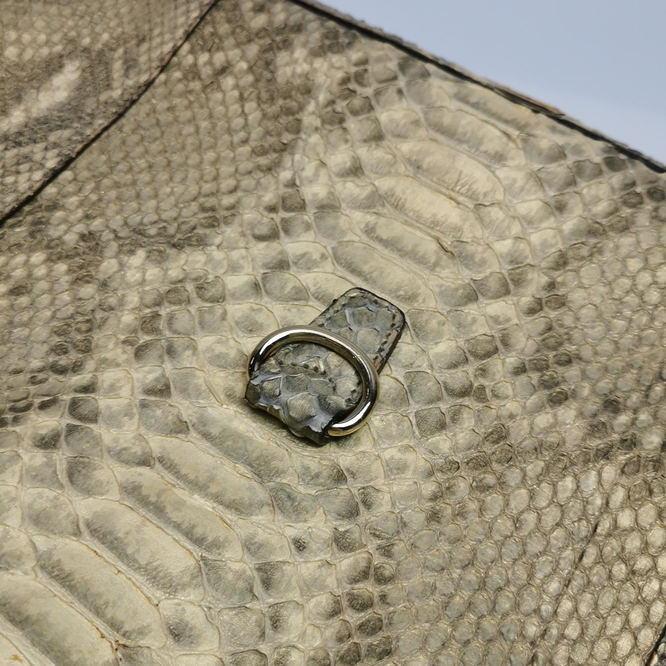 Gucci Jackie Vintage Large Green Suede and Snake-skin Leather Gold Hardware en vente 6
