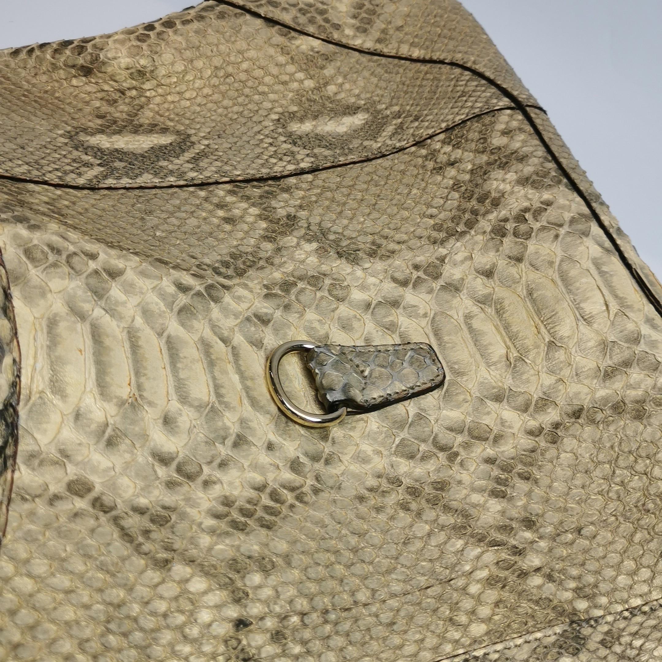 Gucci Jackie Vintage Large Green Suede and Snake-skin Leather Gold Hardware en vente 8