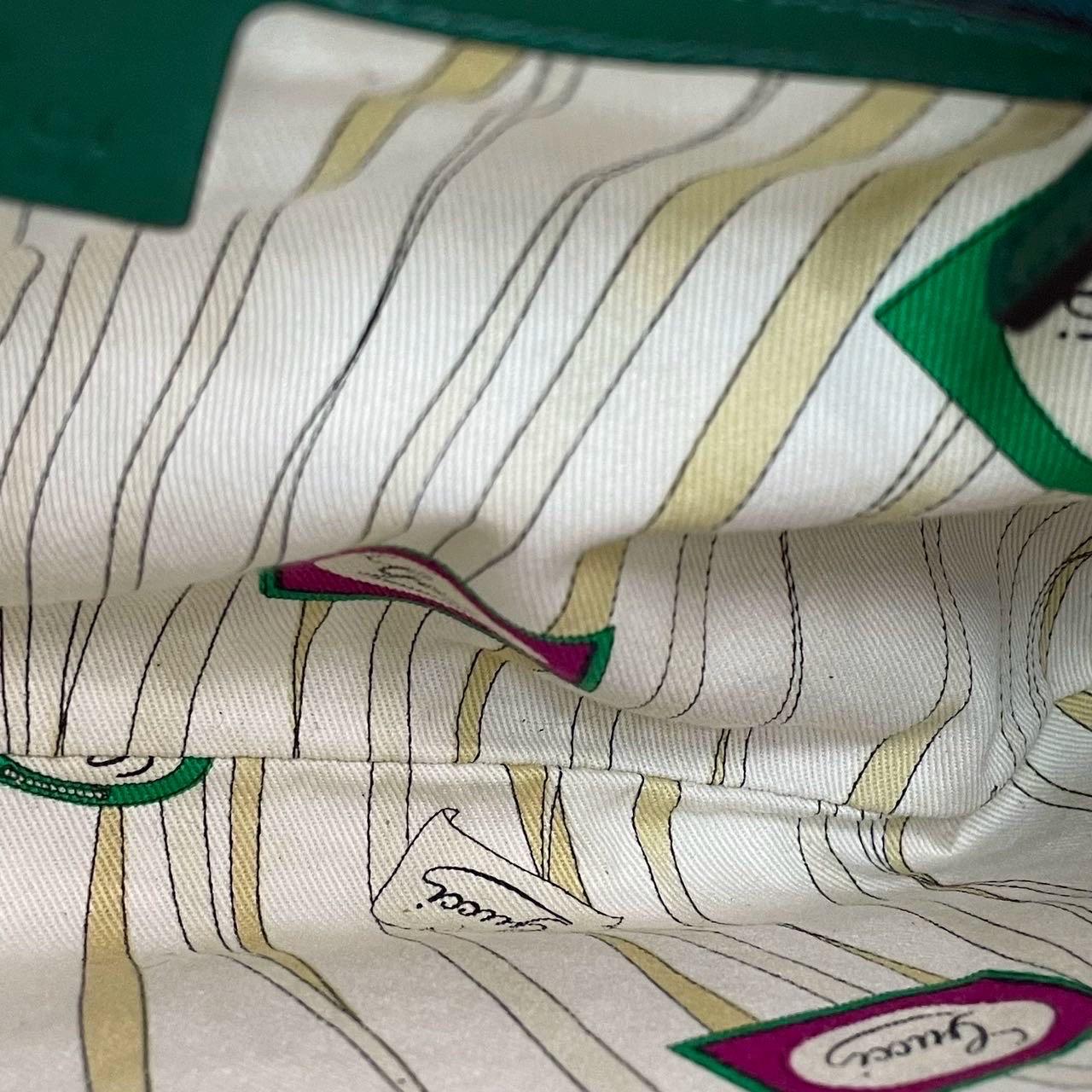 Gucci Jackie Vintage Large Green Suede and Snake-skin Leather Gold Hardware en vente 9