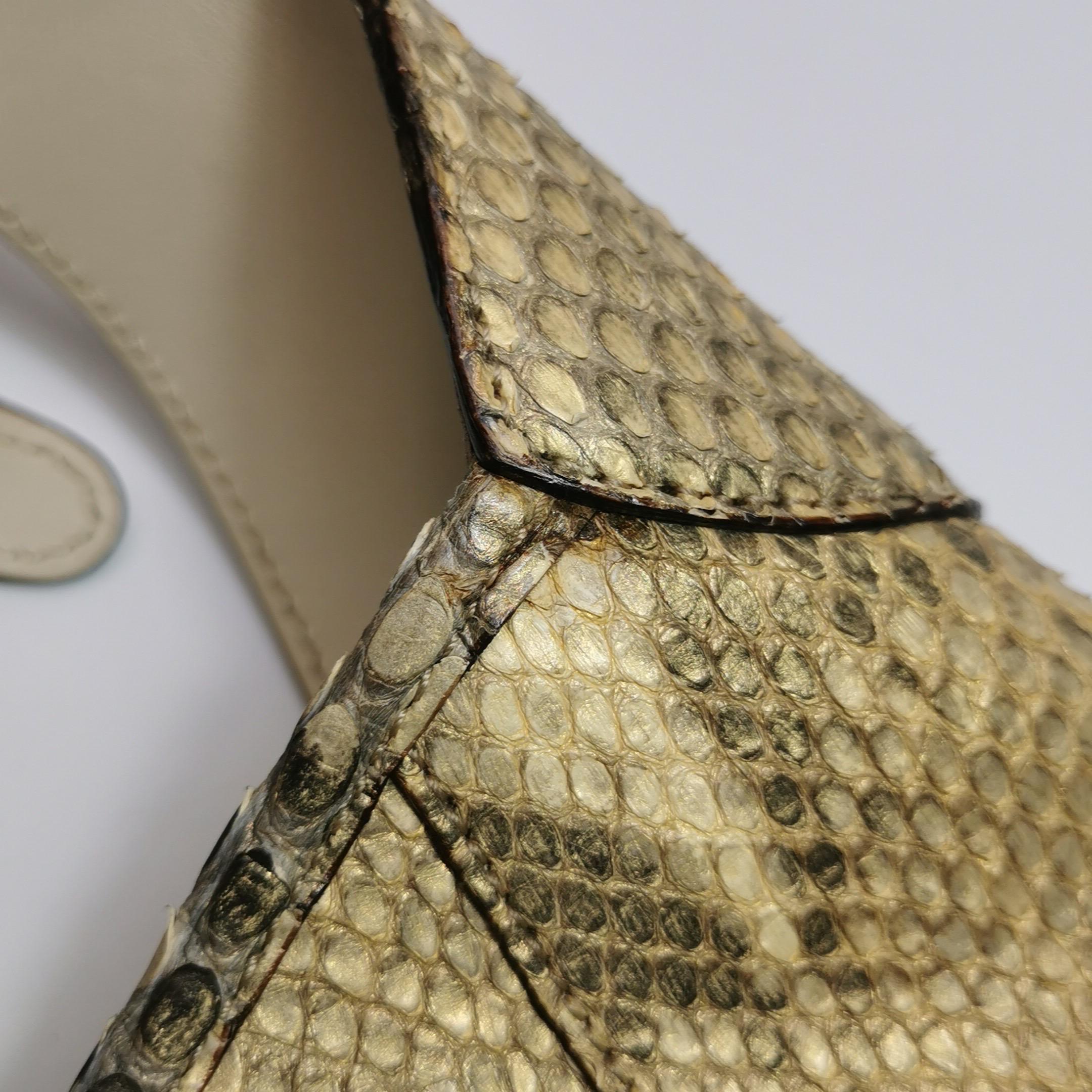 Gucci Jackie Vintage Large Green Suede and Snake-skin Leather Gold Hardware en vente 10