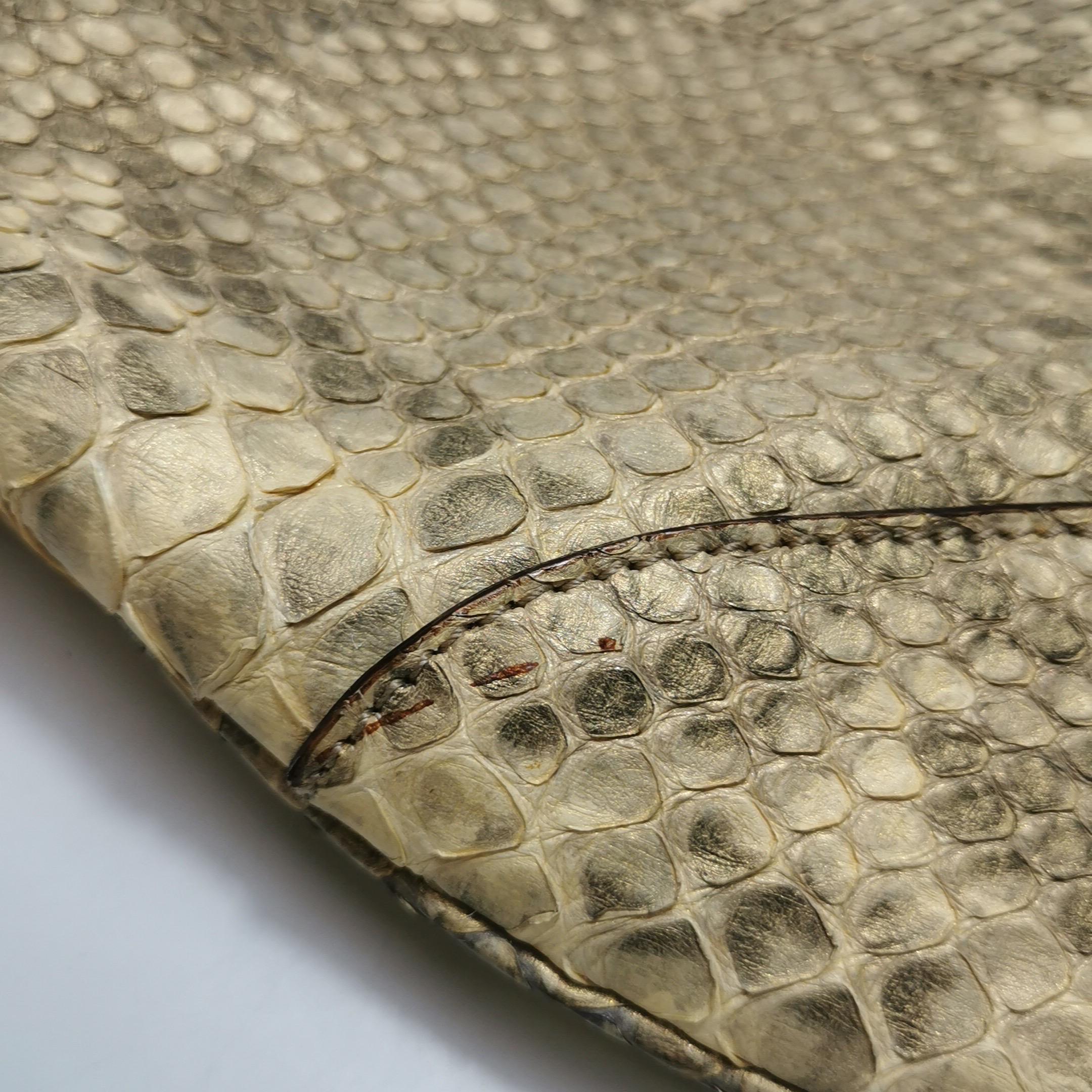 Gucci Jackie Vintage Large Green Suede and Snake-skin Leather Gold Hardware en vente 11