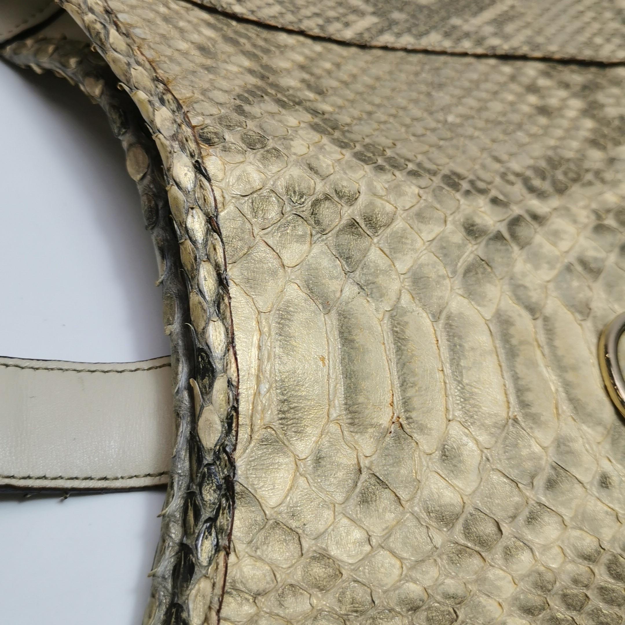 Gucci Jackie Vintage Large Green Suede and Snake-skin Leather Gold Hardware en vente 12