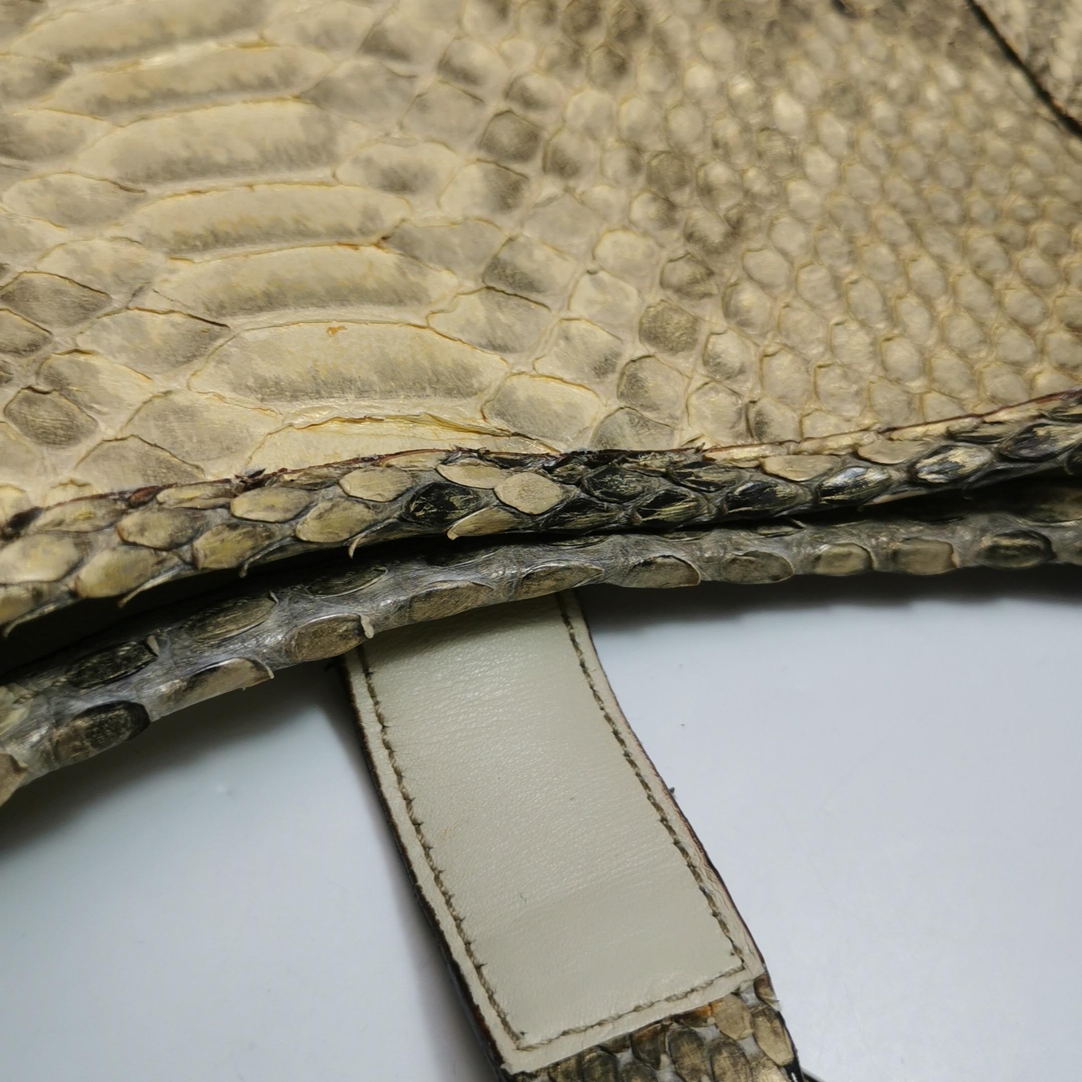 Gucci Jackie Vintage Large Green Suede and Snake-skin Leather Gold Hardware en vente 13