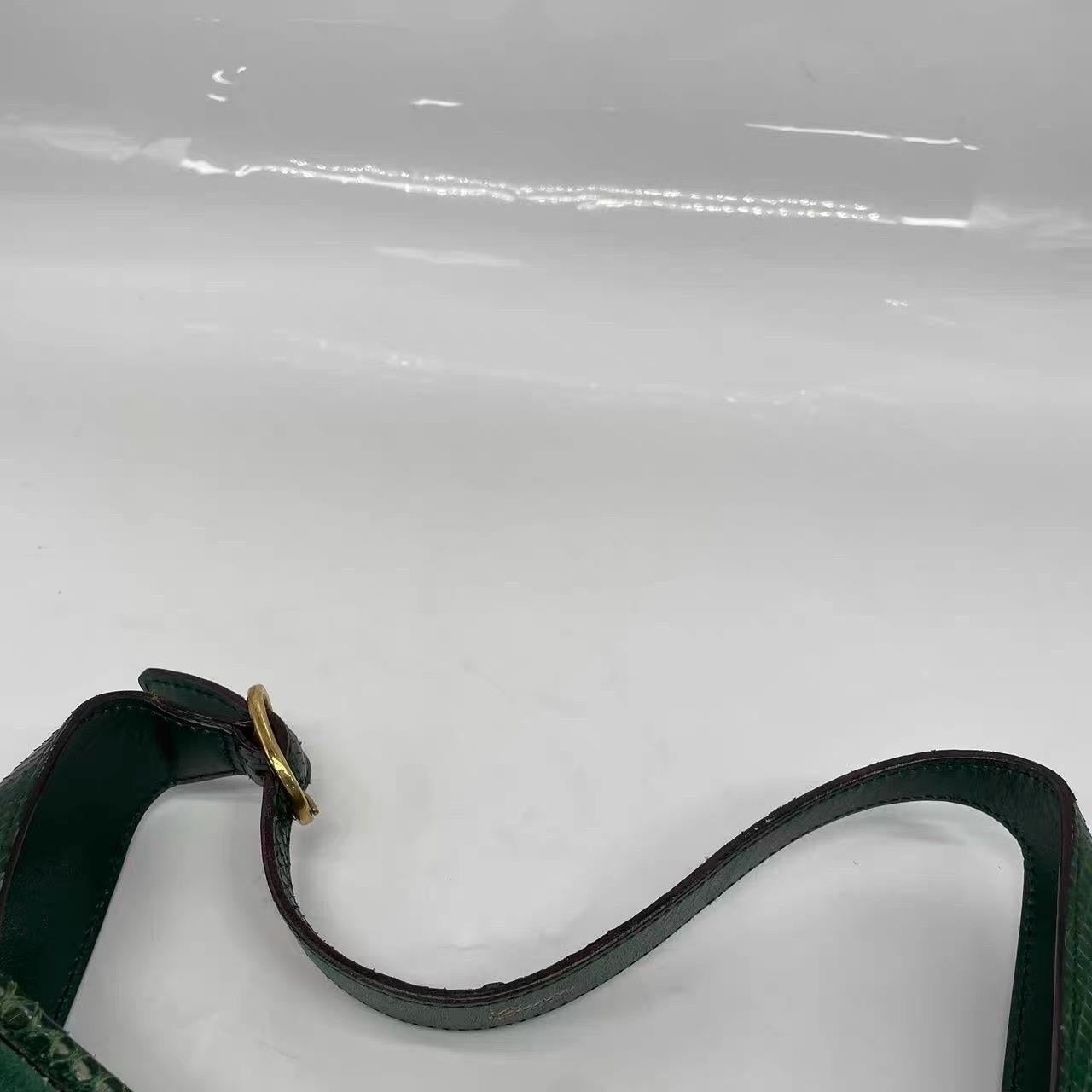 Gucci Jackie Vintage Large Green Suede and Snake-skin Leather Gold Hardware en vente 14