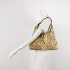 Gucci Jackie Vintage Large Green Suede and Snake-skin Leather Gold Hardware