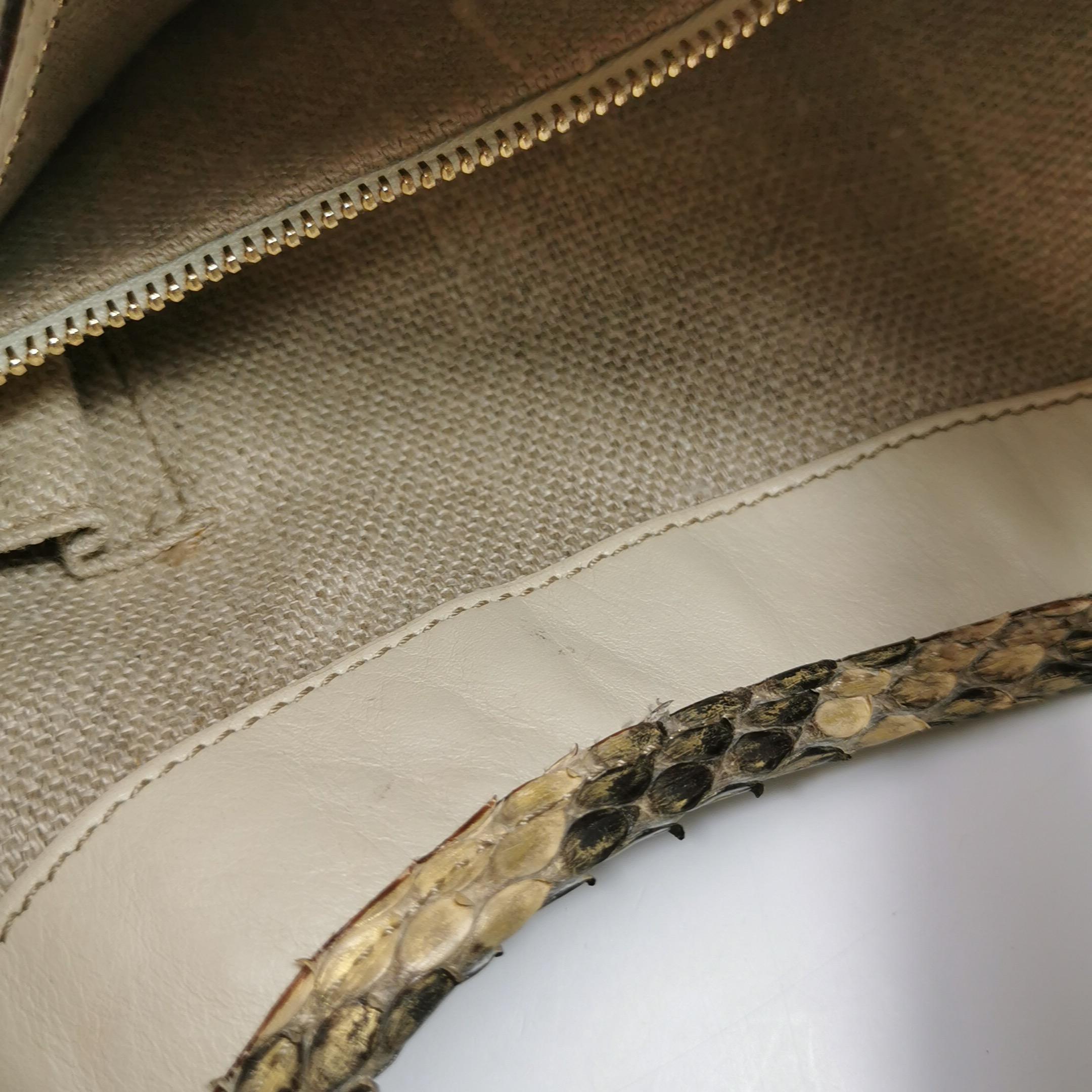 Gucci Jackie Vintage Large Green Suede and Snake-skin Leather Gold Hardware en vente 2