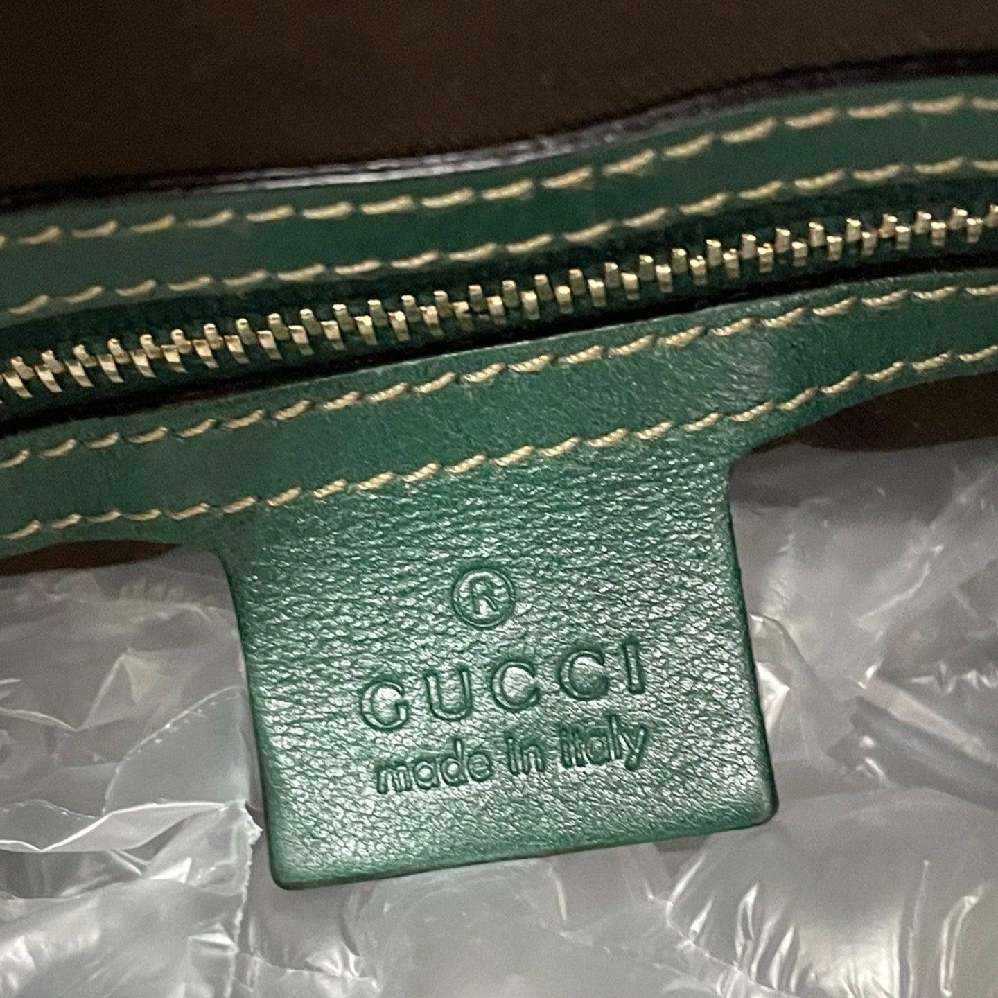 Gucci Jackie Vintage Leather Medium Handbag Green Gucci Monogram 5