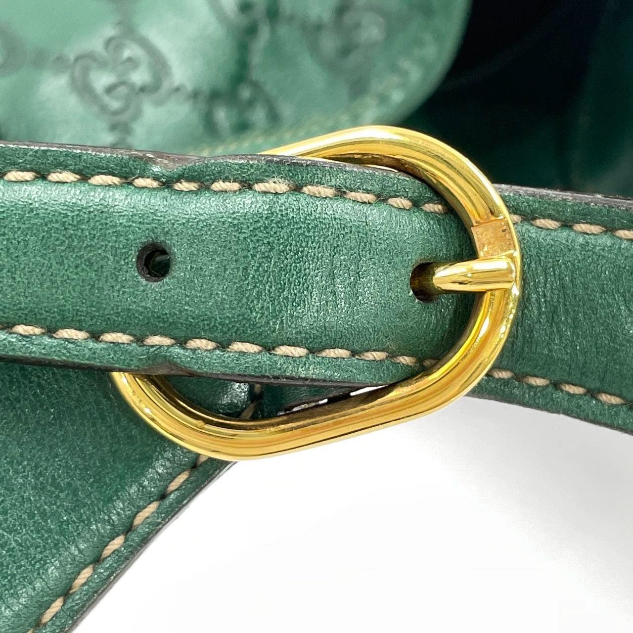 Gucci Jackie Vintage Leather Medium Handbag Green Gucci Monogram 7