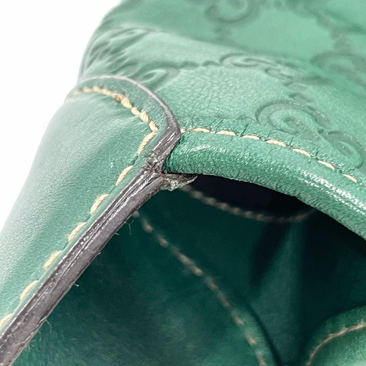 Gucci Jackie Vintage Leather Medium Handbag Green Gucci Monogram 12
