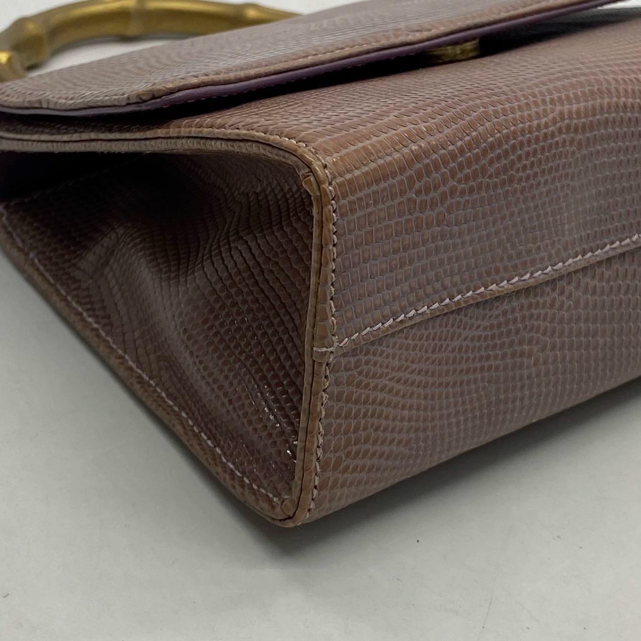 Gucci Jackie Vintage Lilas Purple Top Handle Evening Bag en peau de lézard en vente 6