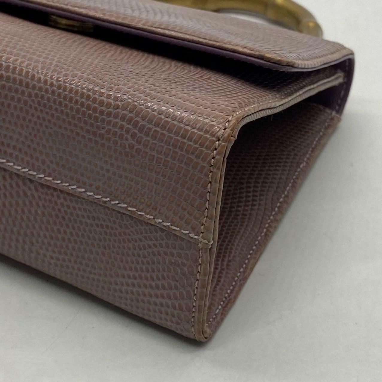 Gucci Jackie Vintage Lilas Purple Top Handle Evening Bag en peau de lézard en vente 7