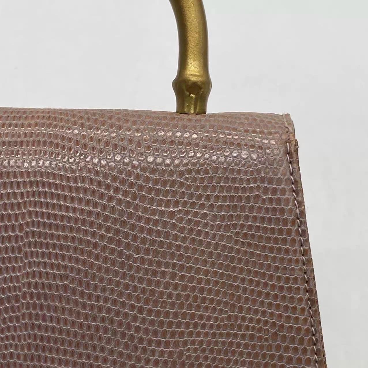 Gucci Jackie Vintage Lilas Purple Top Handle Evening Bag en peau de lézard en vente 8