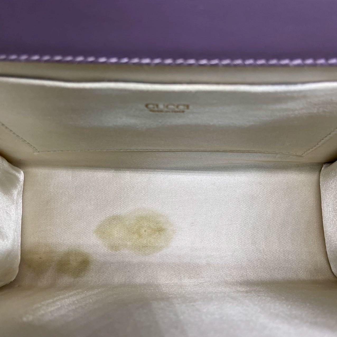 Gucci Jackie Vintage Lilas Purple Top Handle Evening Bag en peau de lézard en vente 12
