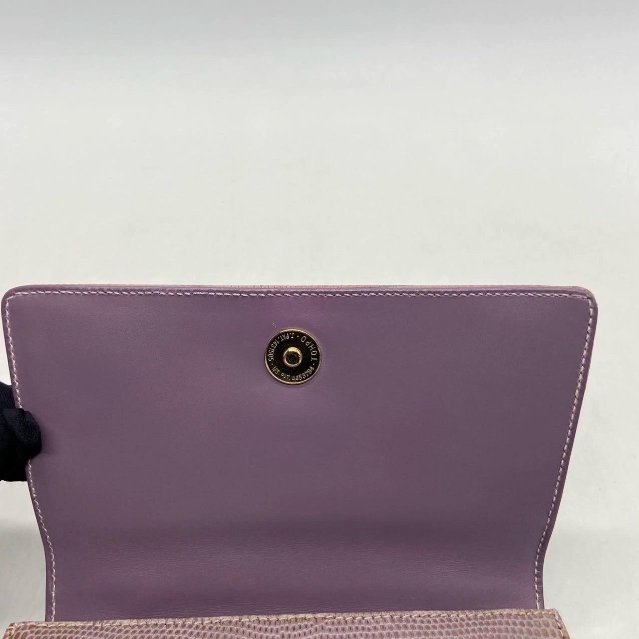 Gucci Jackie Vintage Lilas Purple Top Handle Evening Bag en peau de lézard en vente 14